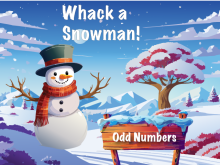 Interactive Math Game--Whack a Snowman, Odd Numbers