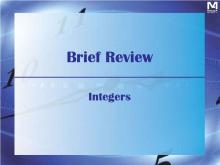 VIDEO, Brief Review, Integers