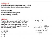 Math Example--Math of Money--Compound Interest: Example 21