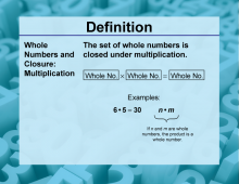 Definition--Closure Property Topics--Whole Numbers and Closure: Multiplication