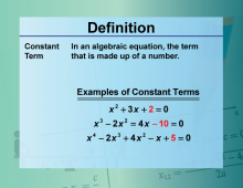 Video Definition 7--Equation Concepts--Constant Term