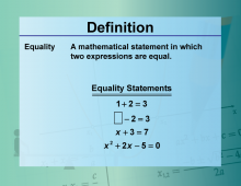 Video Definition 9--Equation Concepts--Equality