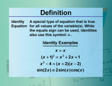 Video Definition 15--Equation Concepts--Identity Equation