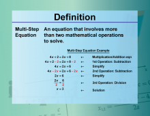 Video Definition 21--Equation Concepts--Multi-Step Equation