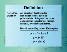 Video Definition 23--Equation Concepts--Nonlinear Equation