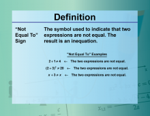Video Definition 1--Equation Concepts--"Not Equal To" Sign