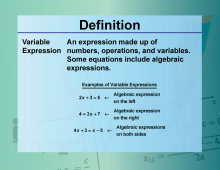 Video Definition 39--Equation Concepts--Variable Expression