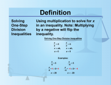 Definition--Inequality Concepts--Solving One-Step Division Inequalities