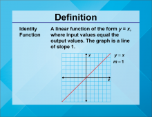 Video Definition 5--Linear Function Concepts--Identity Function