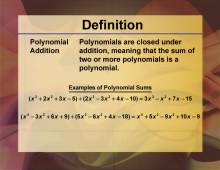 Video Definition 27--Polynomial Concepts--Polynomial Addition