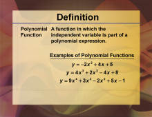Video Definition 2--Polynomial Concepts--Polynomial Function (Spanish Audio)