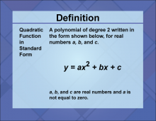 Video Definition 5--Quadratics Concepts--Quadratic Function Standard Form