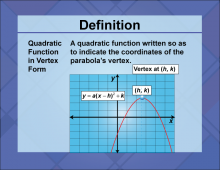 Video Definition 4--Quadratics Concepts--Quadratic Function Vertex Form