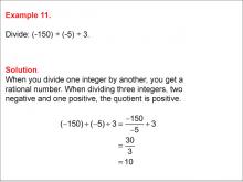 Math Example--Numerical Expressions--Dividing Integers: Example 11