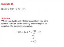 Math Example--Numerical Expressions----Dividing Integers: Example 24