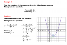 Math Example--Quadratics--Equations of Parabolas--Example 9