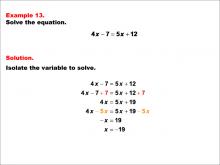 Math Example--Solving Equations--One-Variable Equations: Example 13