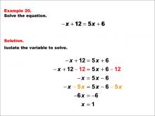 Math Example--Solving Equations--One-Variable Equations: Example 20