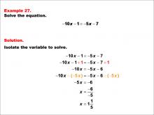 Math Example--Solving Equations--One-Variable Equations: Example 27