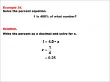 Math Example--Percents-- Equations with Percents: Example 34