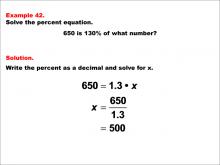 Math Example--Percents-- Equations with Percents: Example 42