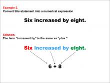 Math Example: Language of Math--Numerical Expressions--Addition--Example 2