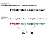 Math Example: Language of Math--Numerical Expressions--Addition--Example 16