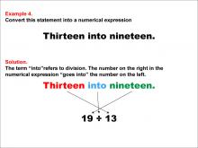 Math Example: Language of Math--Numerical Expressions--Division--Example 4