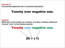 Math Example: Language of Math--Numerical Expressions--Division--Example 17