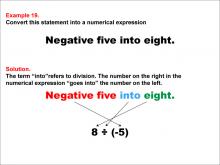 Math Example: Language of Math--Numerical Expressions--Division--Example 19