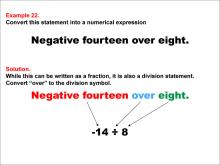 Math Example: Language of Math--Numerical Expressions--Division--Example 22