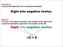 Math Example: Language of Math--Numerical Expressions--Division--Example 24