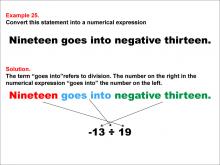 Math Example: Language of Math--Numerical Expressions--Division--Example 25