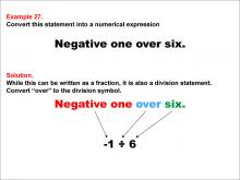 Math Example: Language of Math--Numerical Expressions--Division--Example 27
