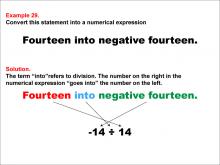 Math Example: Language of Math--Numerical Expressions--Division--Example 29