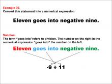 Math Example: Language of Math--Numerical Expressions--Division--Example 30