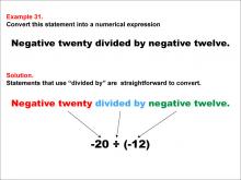 Math Example: Language of Math--Numerical Expressions--Division--Example 31