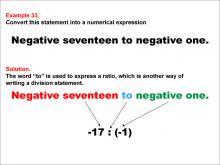 Math Example: Language of Math--Numerical Expressions--Division--Example 33