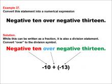 Math Example: Language of Math--Numerical Expressions--Division--Example 37