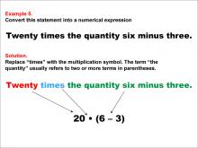 Math Example: Language of Math--Numerical Expressions--Grouping Symbols--Example 5