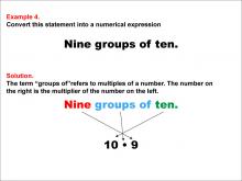 Math Example: Language of Math--Numerical Expressions--Multiplication--Example 4