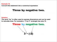 Math Example: Language of Math--Numerical Expressions--Multiplication--Example 18