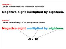 Math Example: Language of Math--Numerical Expressions--Multiplication--Example 22