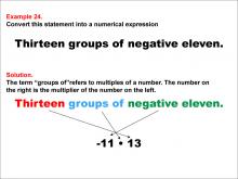 Math Example: Language of Math--Numerical Expressions--Multiplication--Example 24