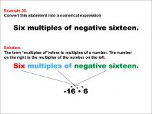 Math Example: Language of Math--Numerical Expressions--Multiplication--Example 30