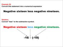 Math Example: Language of Math--Numerical Expressions--Subtraction--Example 38