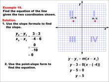 Math Example--Linear Function Concepts--The Equation of a Line Given Two Points: Example 19