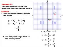 Math Example--Linear Function Concepts--The Equation of a Line Given Two Points: Example 21