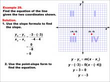 Math Example--Linear Function Concepts--The Equation of a Line Given Two Points: Example 29
