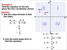 Math Example--Linear Function Concepts--The Equation of a Line Given Two Points: Example 6
